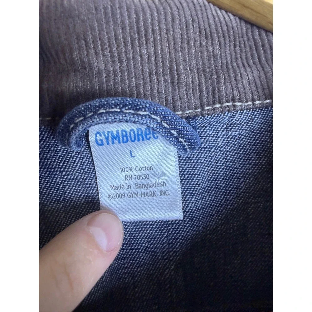 Gymboree Denim‎ Jacket Corduroy Collar Sz Kids Large Retro Style Boho Trucker